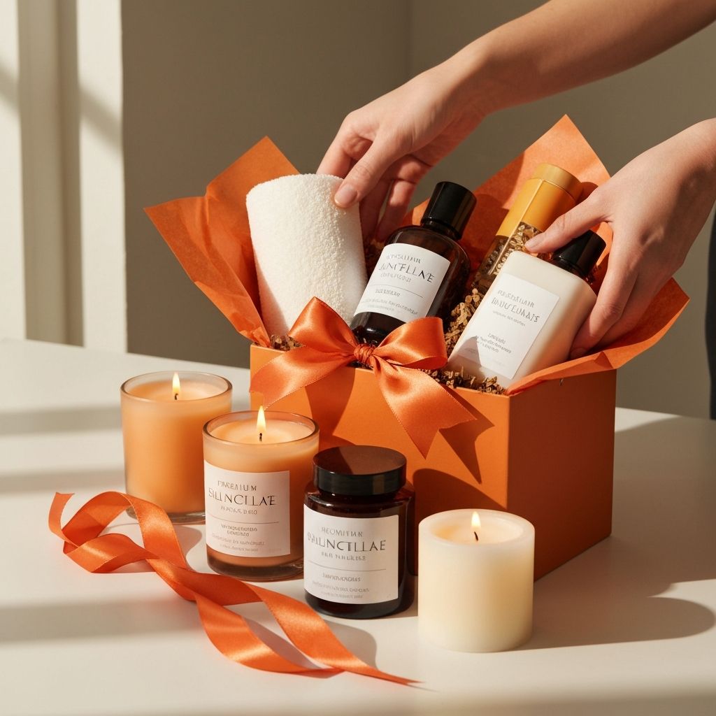 Custom gift basket being assembled